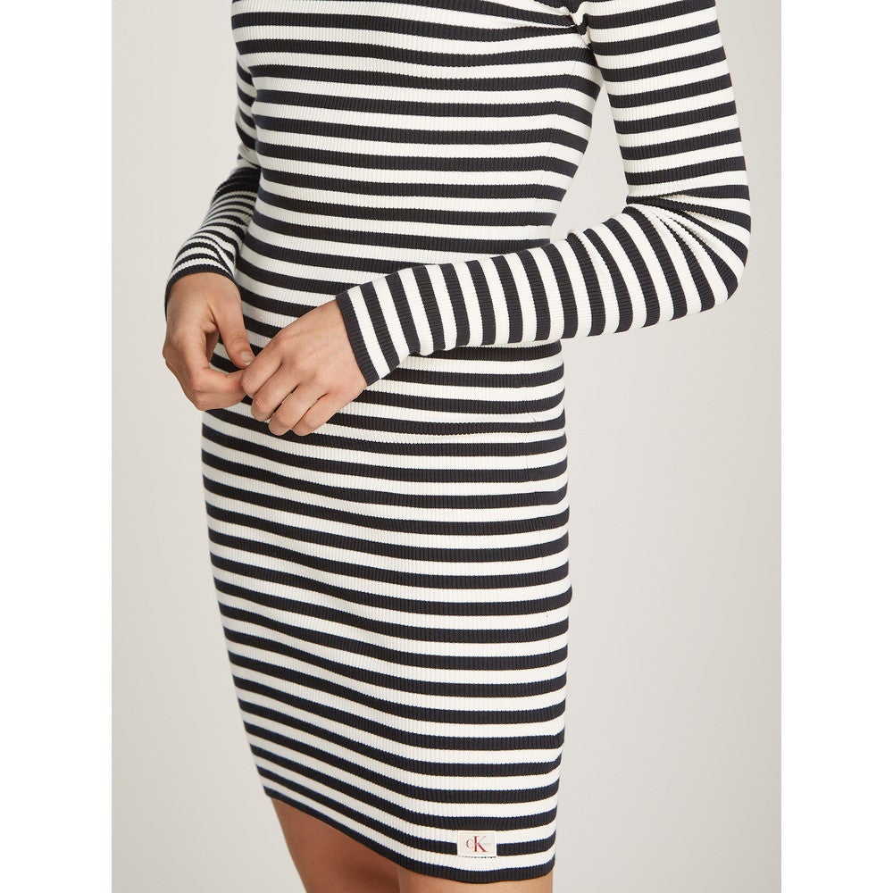Tight Sweater Dress Zwart Wit KL Tight Sweater Dress Zwart Wit KL