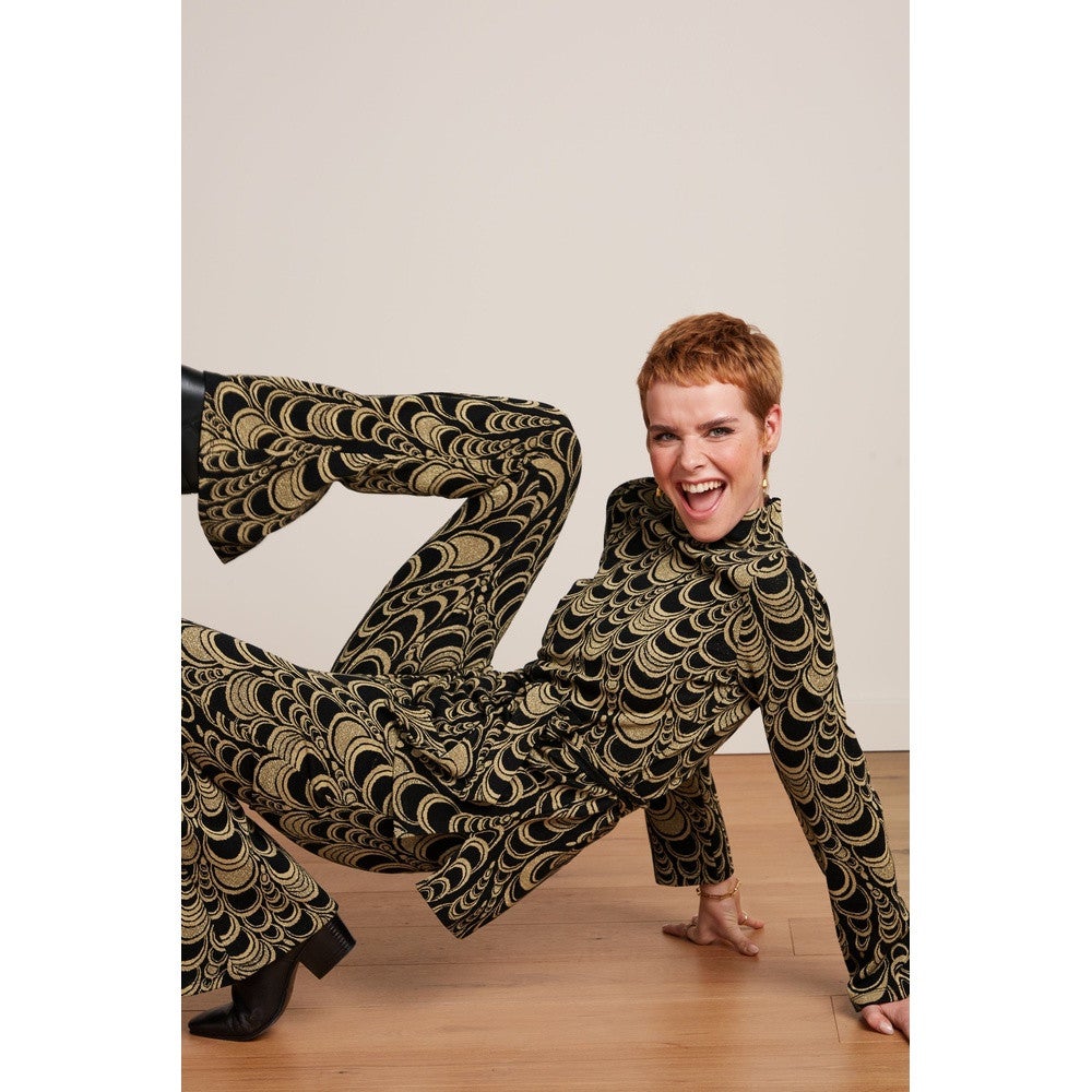Flared Pants Bobbin Jacquard Zwart 1 Flared Pants Bobbin Jacquard Zwart 1