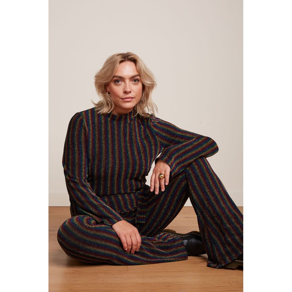 Border Flared Pants Alma Lurex Multi Border Flared Pants Alma Lurex Multi