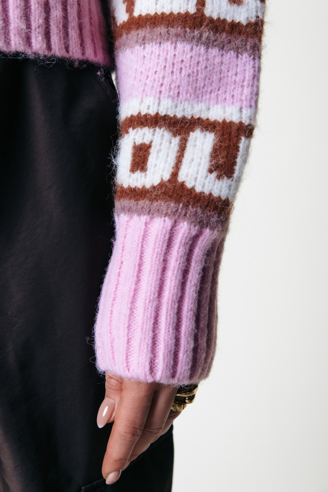 Ximenia CR Intarsia Knitted Sweater Roze Ximenia CR Intarsia Knitted Sweater Roze