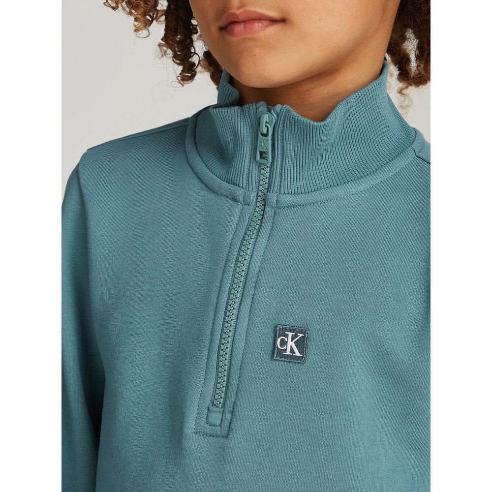 Monogram Mini Badge Half Zip Sweater Groen Monogram Mini Badge Half Zip Sweater Groen