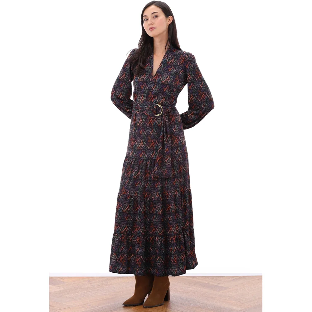 Maxi Jurk Met Riem & Design Multi Maxi Jurk Met Riem & Design Multi