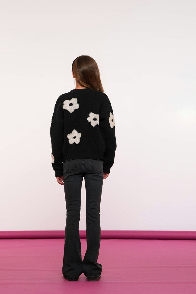 Vest flowers black/off-white Zwart 1 Vest flowers black/off-white Zwart 1