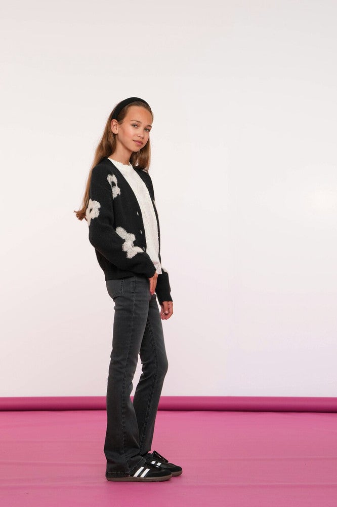 Vest flowers black/off-white Zwart 1 Vest flowers black/off-white Zwart 1