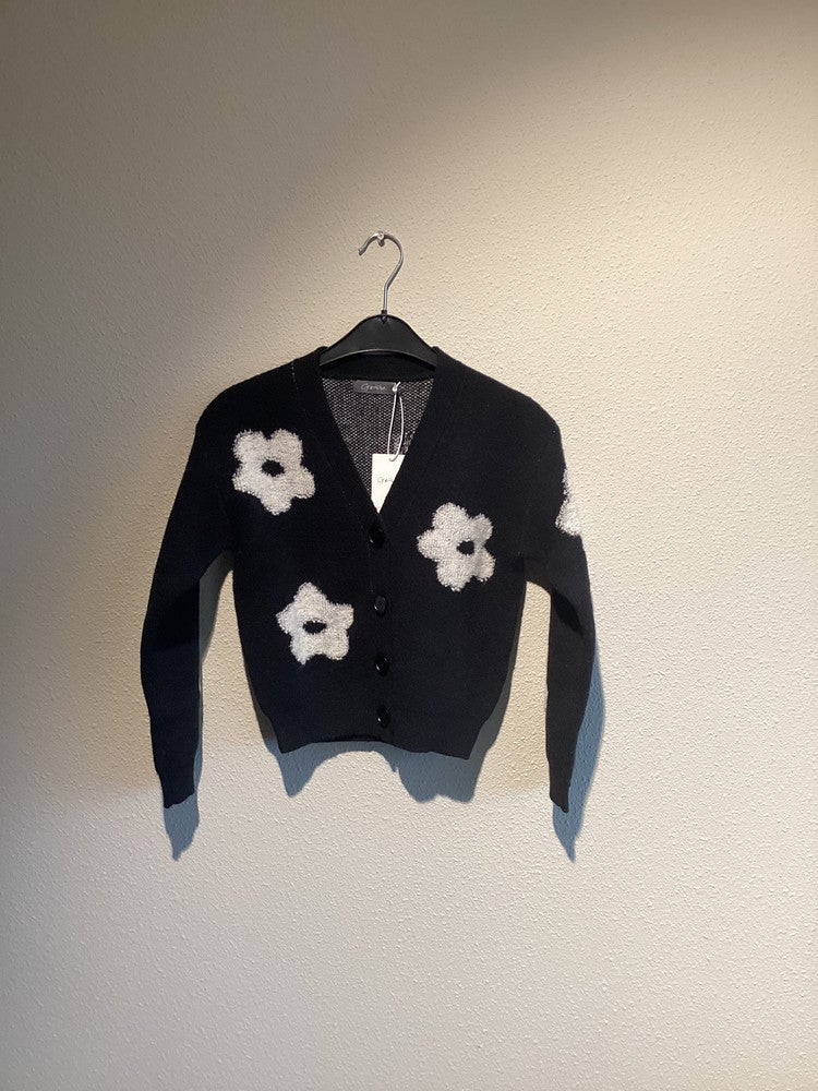 Vest flowers black/off-white Zwart 1 Vest flowers black/off-white Zwart 1