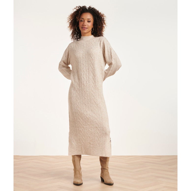 knit dress ceintuur Zand knit dress ceintuur Zand