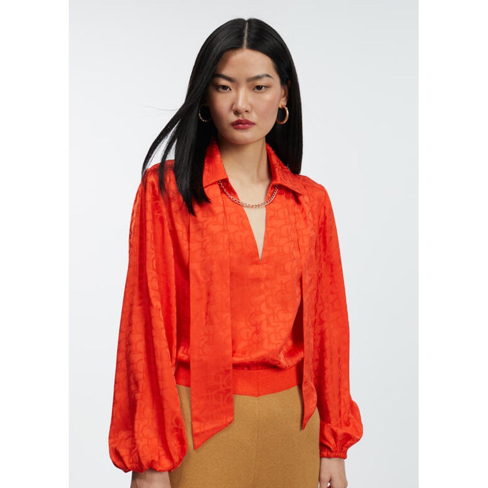 Blouse Met Striksjaal Oranje Blouse Met Striksjaal Oranje