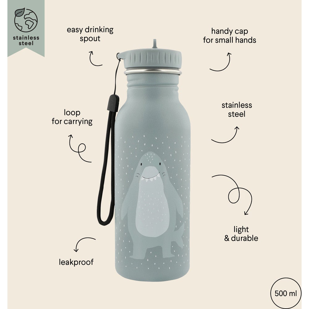 Mr. Shark Drinkfles RVS 500ML Grijs Mr. Shark Drinkfles RVS 500ML Grijs