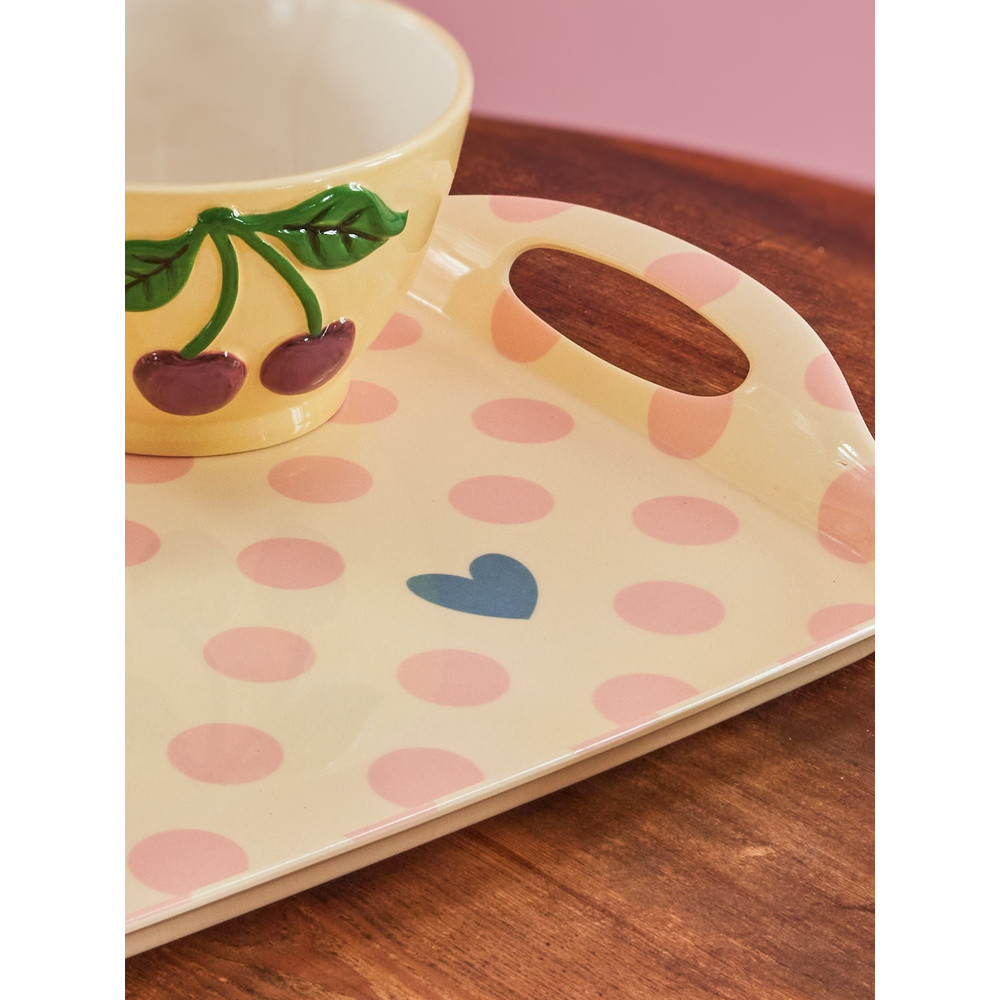 Melamine Dienblad Dots Print Beige Melamine Dienblad Dots Print Beige