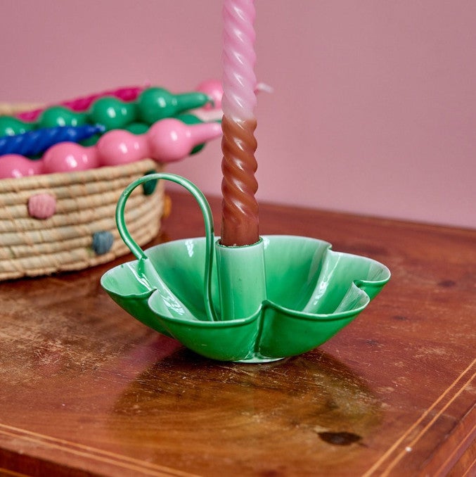 Metal Flower Shape Candle Holder Groen Metal Flower Shape Candle Holder Groen