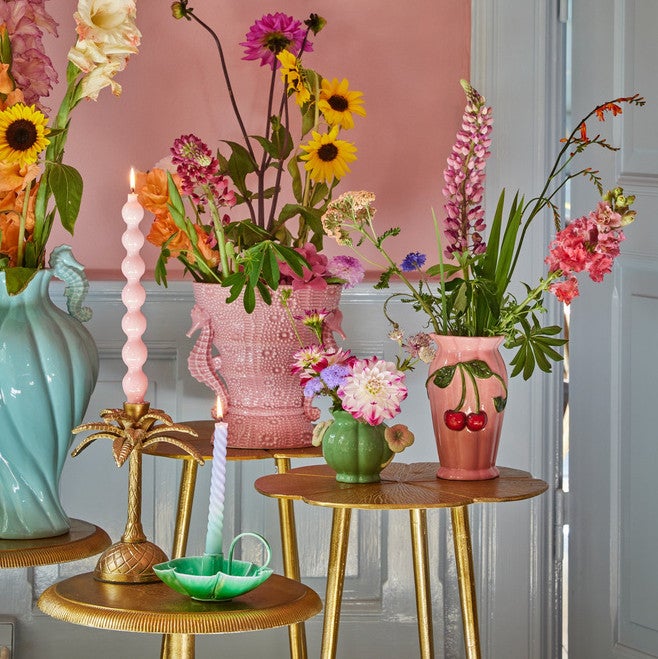 Metal Flower Shape Candle Holder Groen Metal Flower Shape Candle Holder Groen