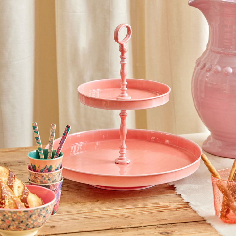 Painted Metal Etagere 2 Tier Roze Painted Metal Etagere 2 Tier Roze