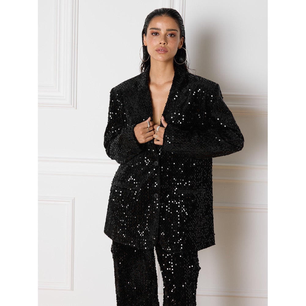 Ladies Knitted Oversized Blazer Bodi Zwart 1 Ladies Knitted Oversized Blazer Bodi Zwart 1