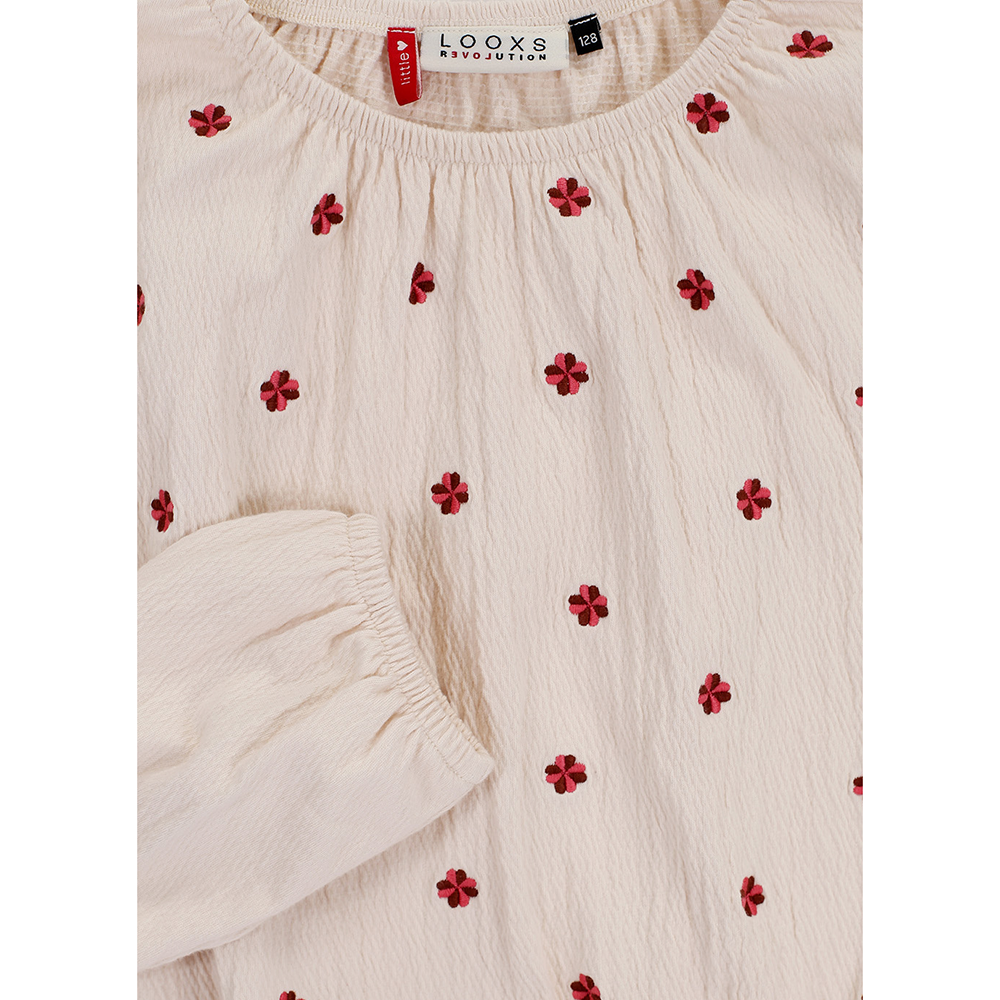 Little Jersey Embroidery Top Flowers Off White Little Jersey Embroidery Top Flowers Off White