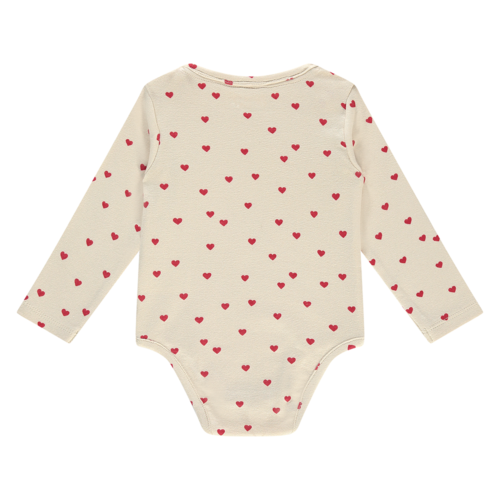 baby romper long sleeve Tiny hearts Roze baby romper long sleeve Tiny hearts Roze