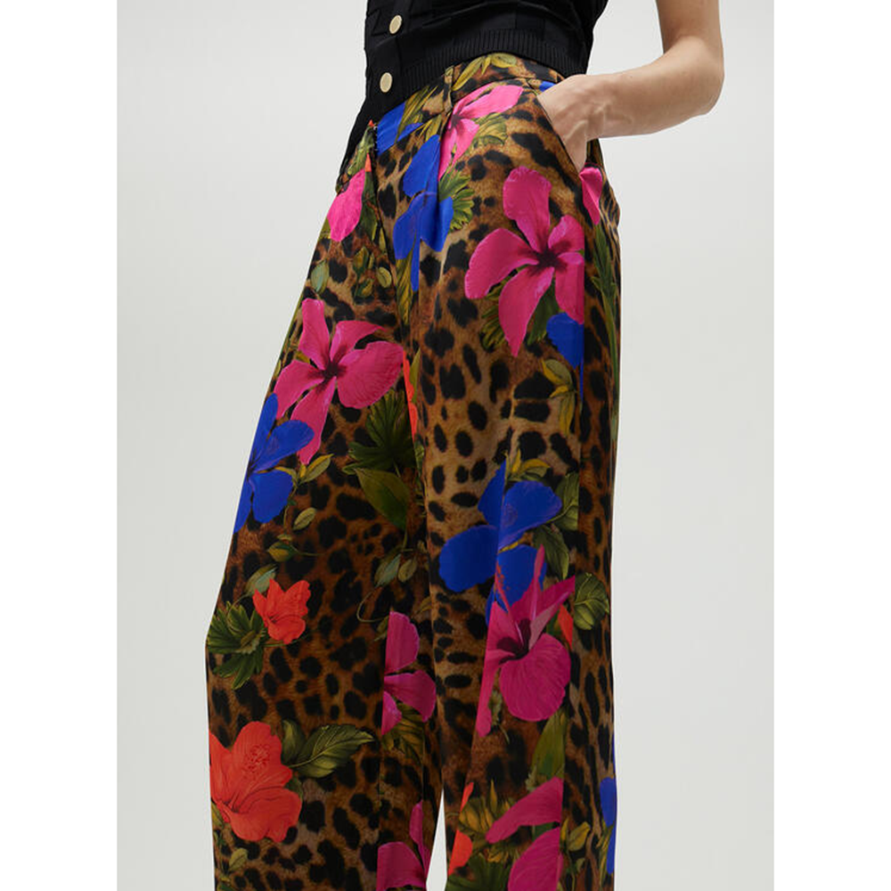Vloeiende broek met plooien en dierenprint Multi Vloeiende broek met plooien en dierenprint Multi