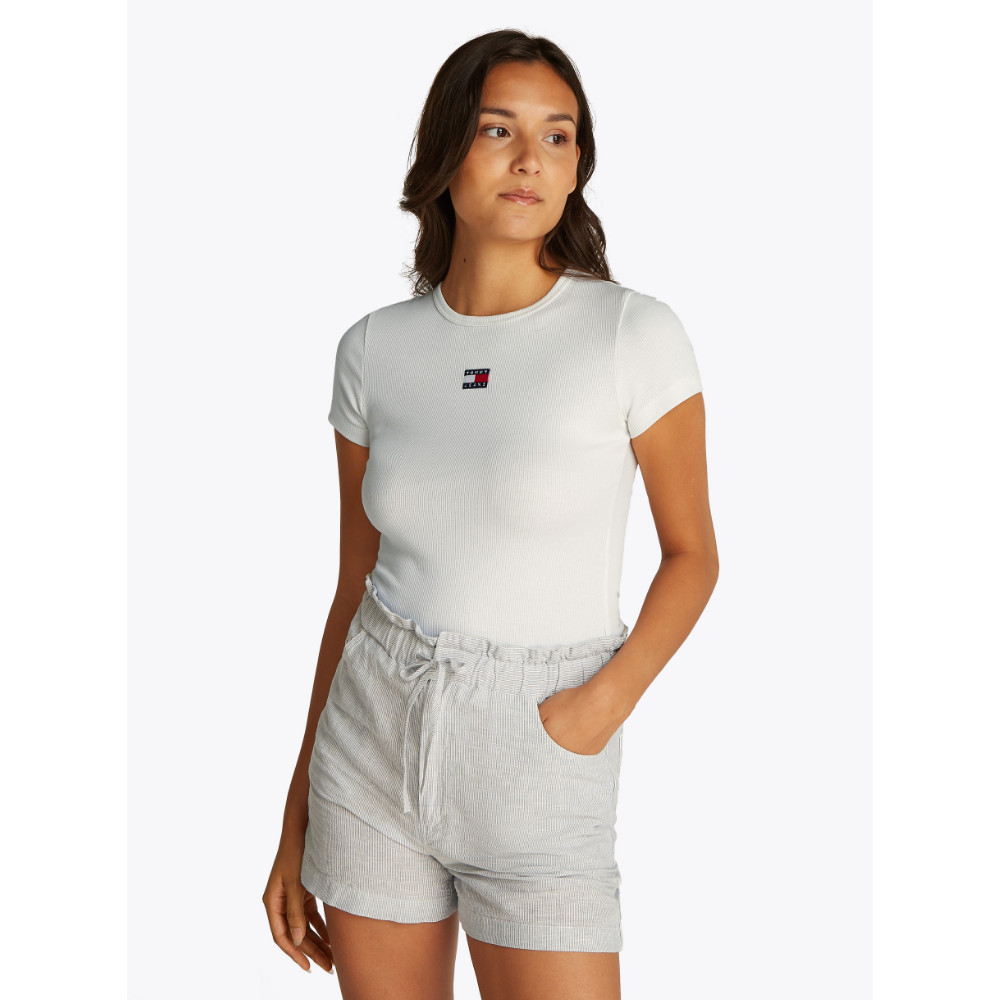 TJW Slim Badge Rib Tee Ecru TJW Slim Badge Rib Tee Ecru
