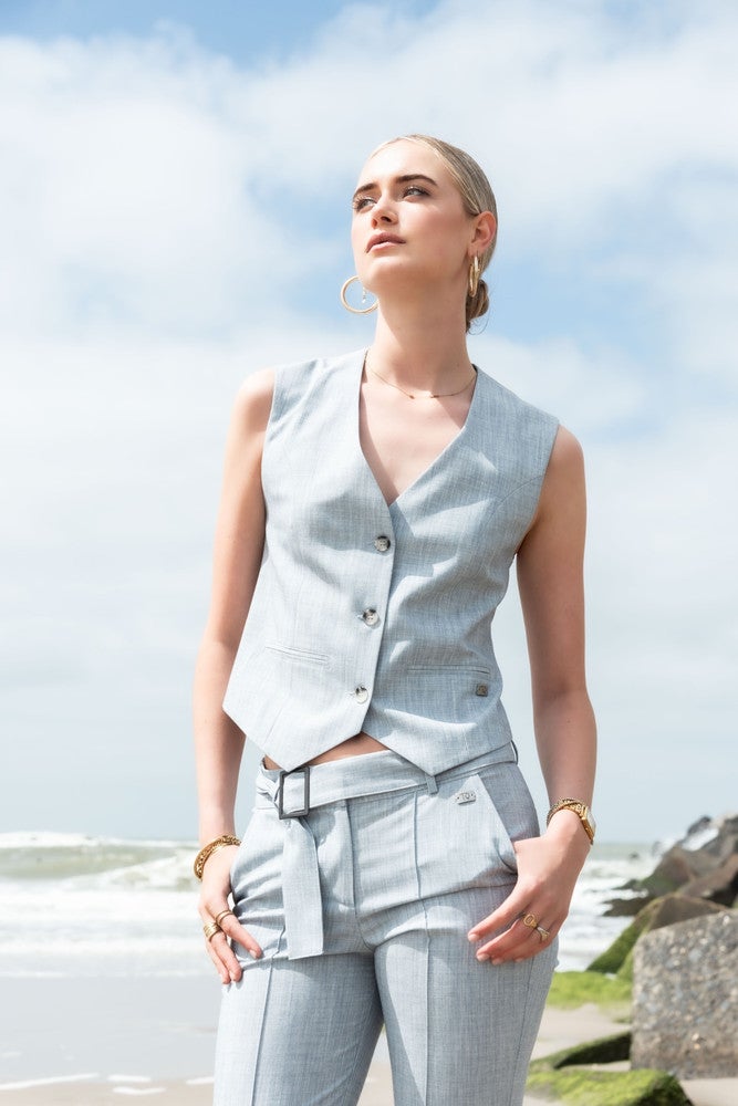 Kikia Gilet Melange Blauw Kikia Gilet Melange Blauw