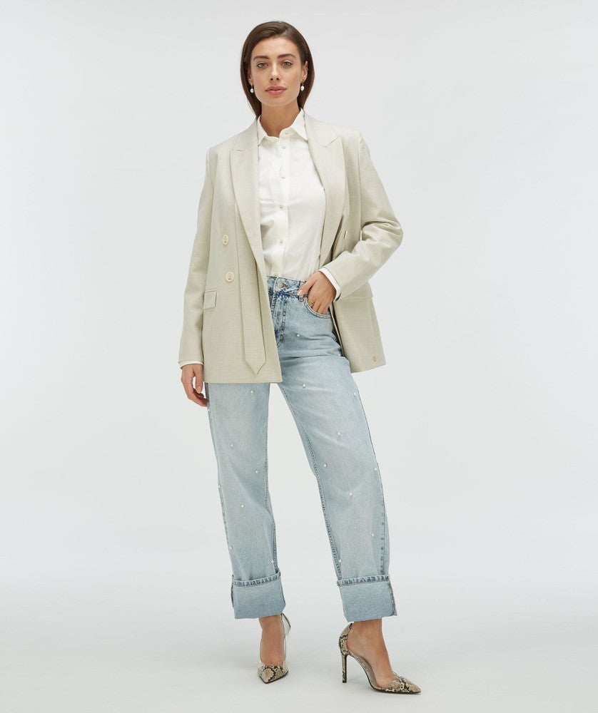 ISE straight fit blazer with strap Beige ISE straight fit blazer with strap Beige
