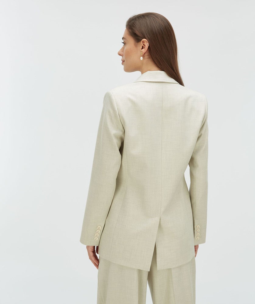ISE straight fit blazer with strap Beige ISE straight fit blazer with strap Beige