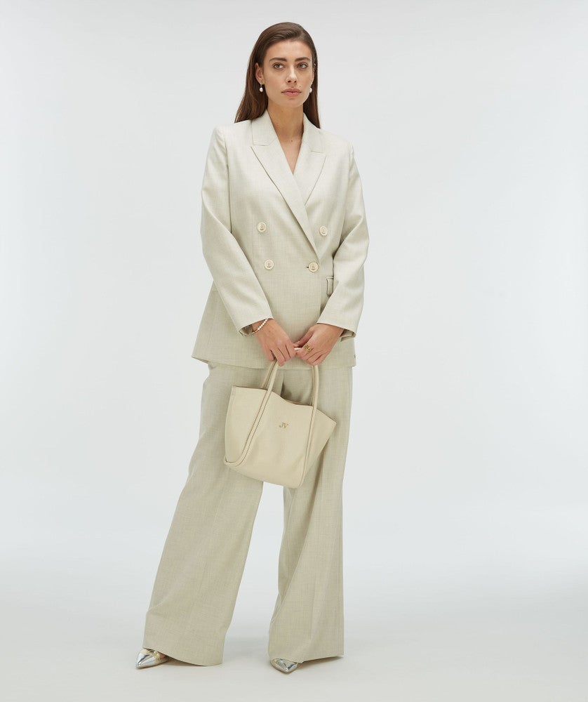 ISE straight fit blazer with strap Beige ISE straight fit blazer with strap Beige