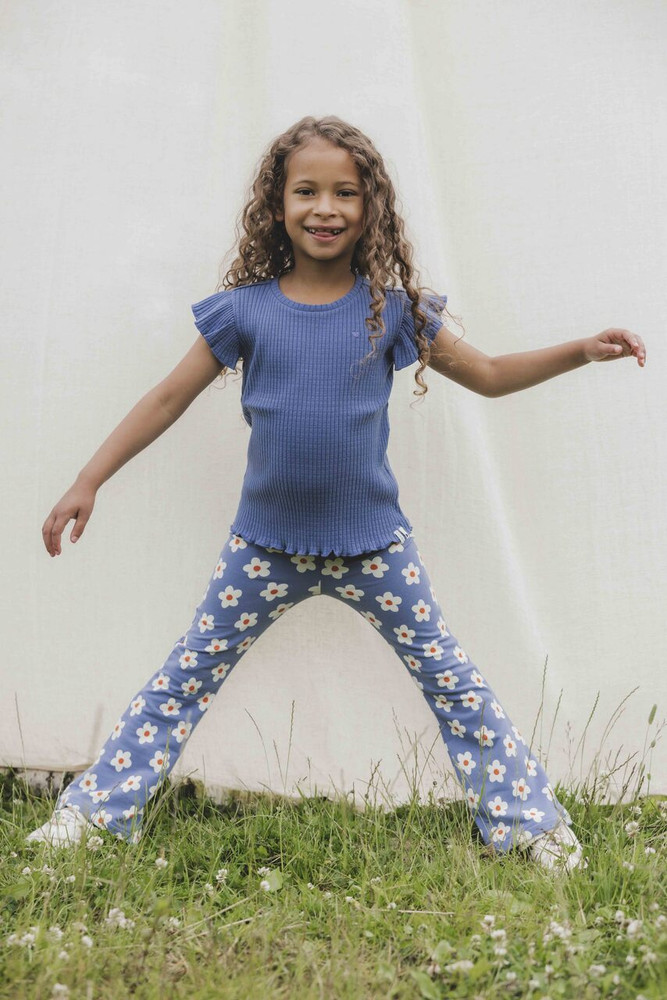 Little T-shirt Short Sleeve With Ruffle Blauw Little T-shirt Short Sleeve With Ruffle Blauw