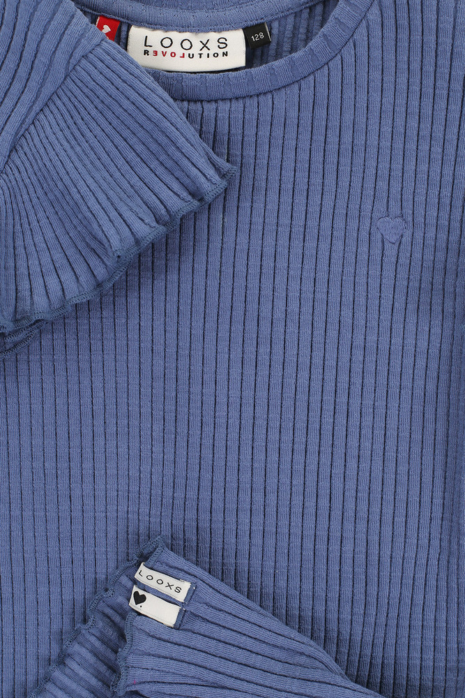 Little T-shirt Short Sleeve With Ruffle Blauw Little T-shirt Short Sleeve With Ruffle Blauw