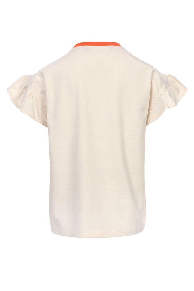 Little T-shirt Ruffled Short Sleeve Contrast Ecru Little T-shirt Ruffled Short Sleeve Contrast Ecru