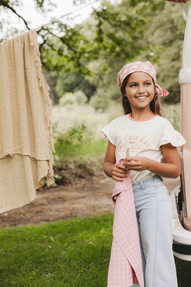 Little T-shirt Ruffled Short Sleeve Contrast Ecru Little T-shirt Ruffled Short Sleeve Contrast Ecru