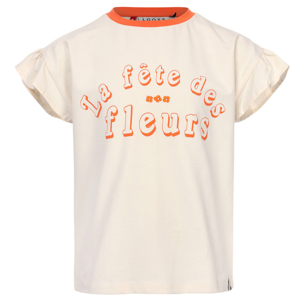 Little T-shirt Ruffled Short Sleeve Contrast Ecru Little T-shirt Ruffled Short Sleeve Contrast Ecru