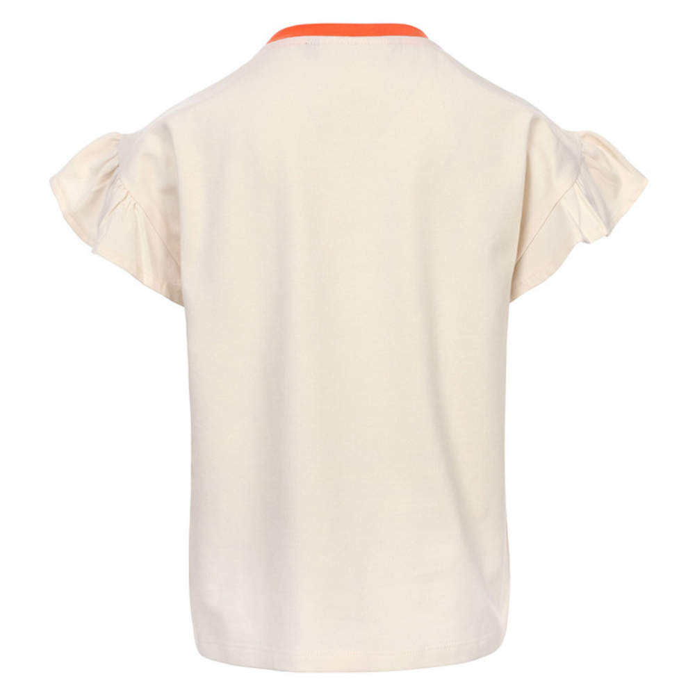 Little T-shirt Ruffled Short Sleeve Contrast Ecru Little T-shirt Ruffled Short Sleeve Contrast Ecru