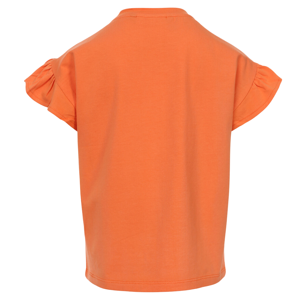 Little T-shirt Ruffled Short Sleeve Peche Oranje Little T-shirt Ruffled Short Sleeve Peche Oranje