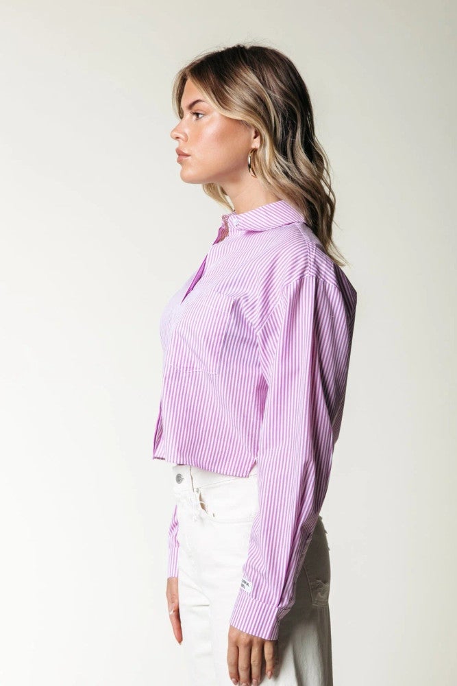 Aliya Stripe Boxy Blouse Licht Roze KL Aliya Stripe Boxy Blouse Licht Roze KL