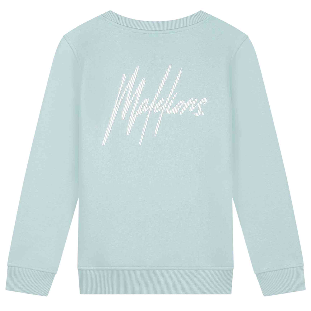 Malelions Junior Striped Signature Sweater Licht Blauw Malelions Junior Striped Signature Sweater Licht Blauw