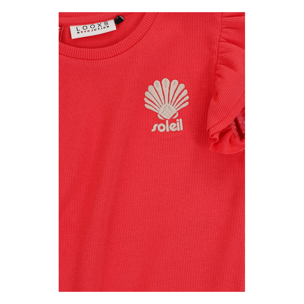 Litte Rib T-shirt Short Sleeves Soleil Rood Litte Rib T-shirt Short Sleeves Soleil Rood
