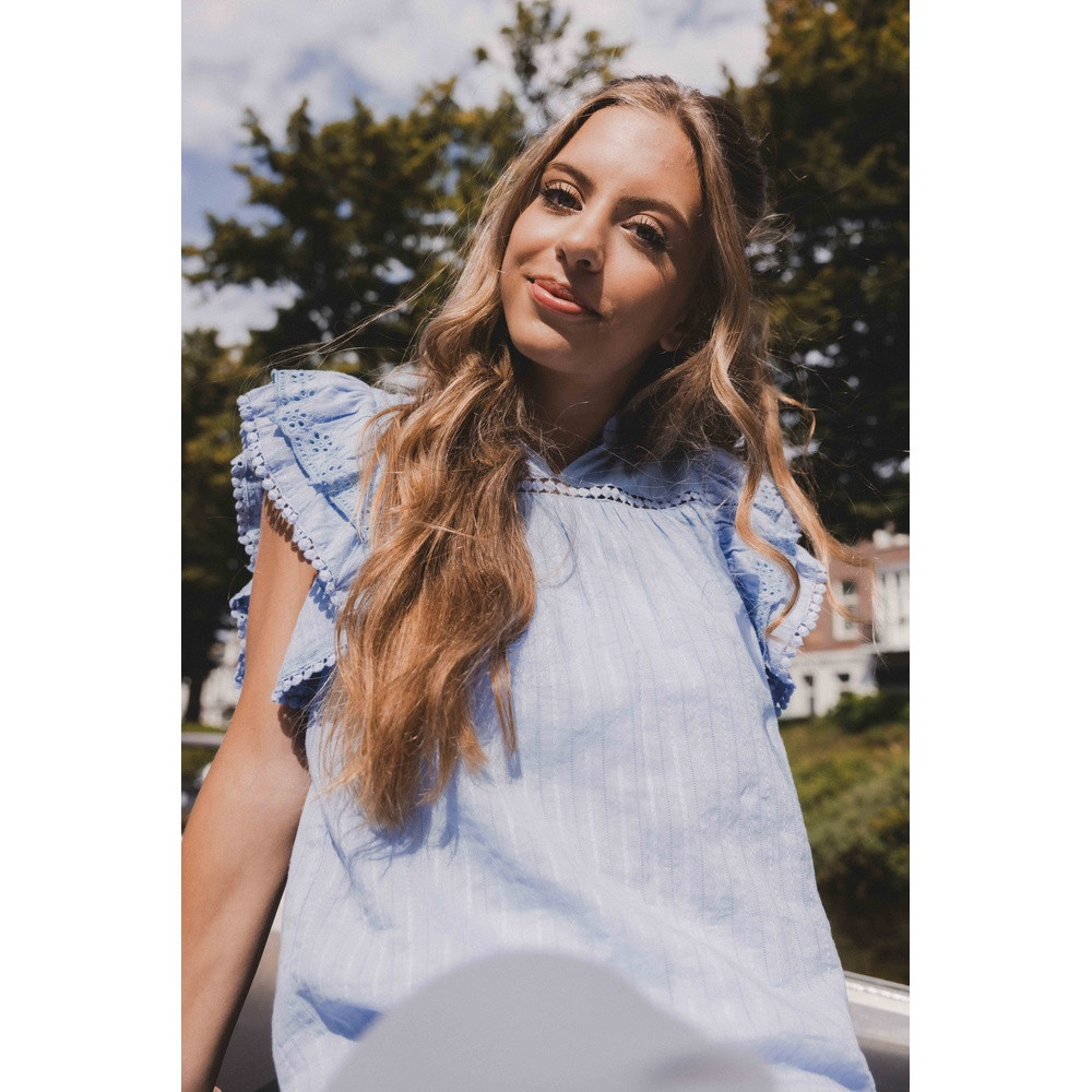 Blouse Top Woven Fancy Blauw Blouse Top Woven Fancy Blauw