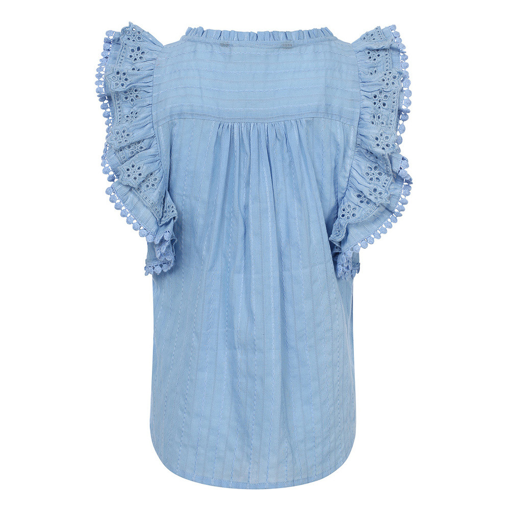 Blouse Top Woven Fancy Blauw Blouse Top Woven Fancy Blauw