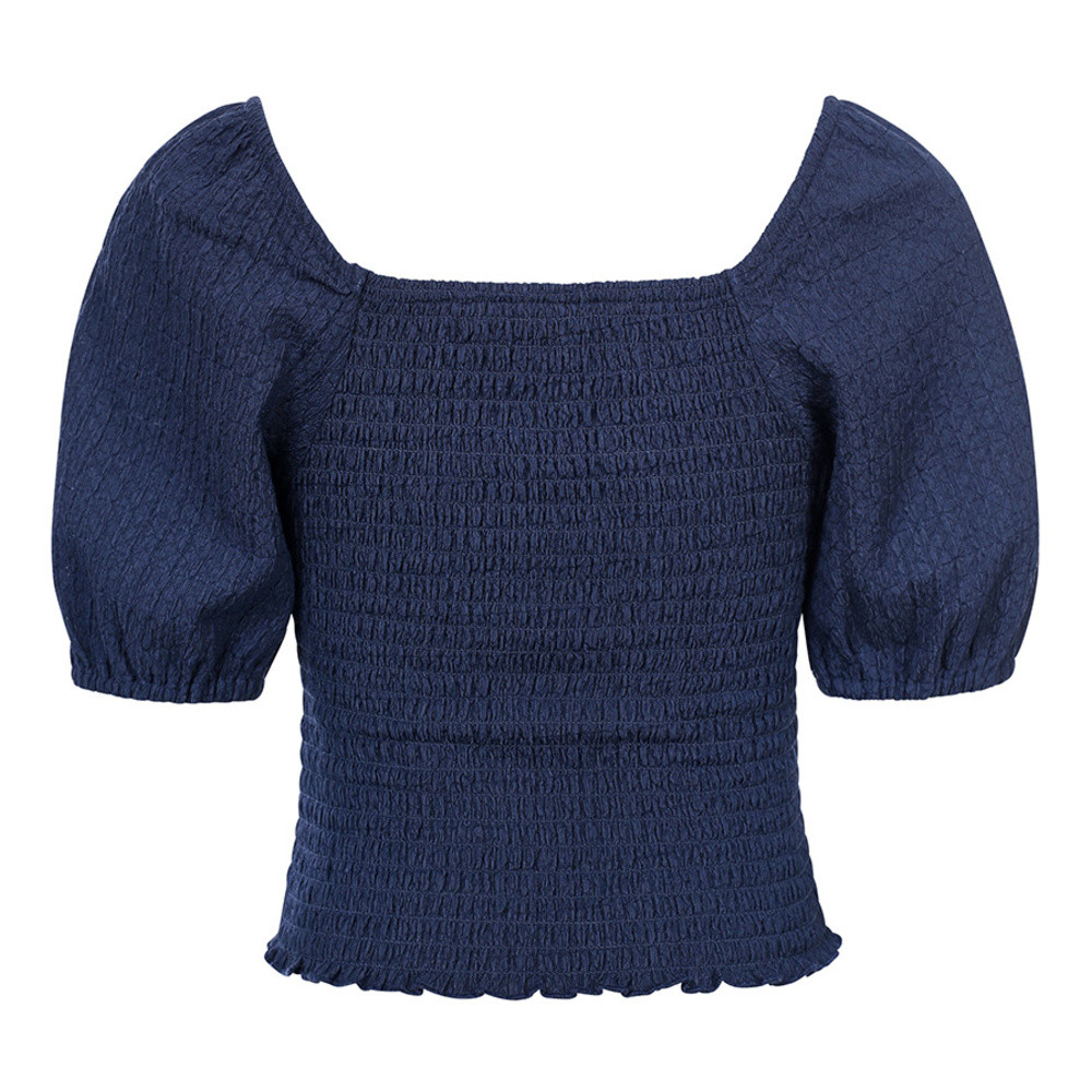 Off shoulder Fancy Top Smocked Donker Blauw Off shoulder Fancy Top Smocked Donker Blauw