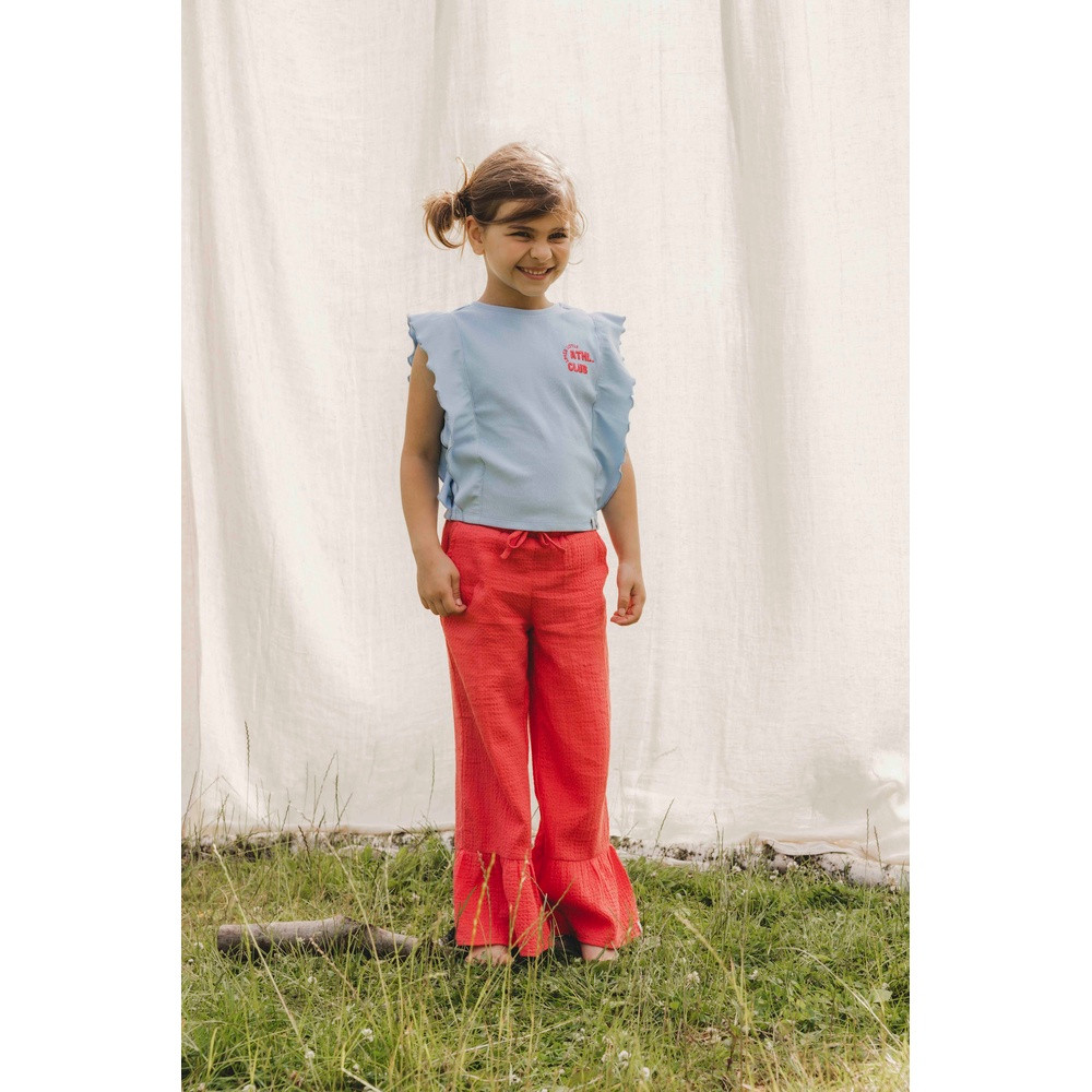Little Wideleg Pants With Ruffle Soleil Rood Little Wideleg Pants With Ruffle Soleil Rood