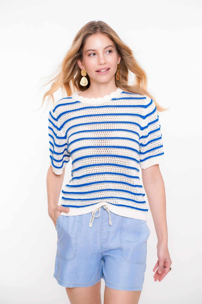 Pullover stripes ajour sh/sl Off White Pullover stripes ajour sh/sl Off White