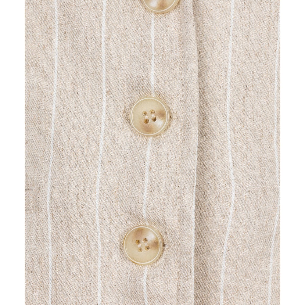 Gilet linen stripe Zand Gilet linen stripe Zand