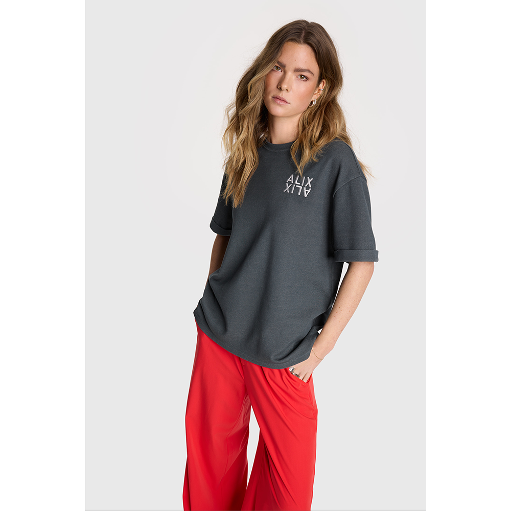 Ladies Knitted Alix T-shirt Grijs Ladies Knitted Alix T-shirt Grijs
