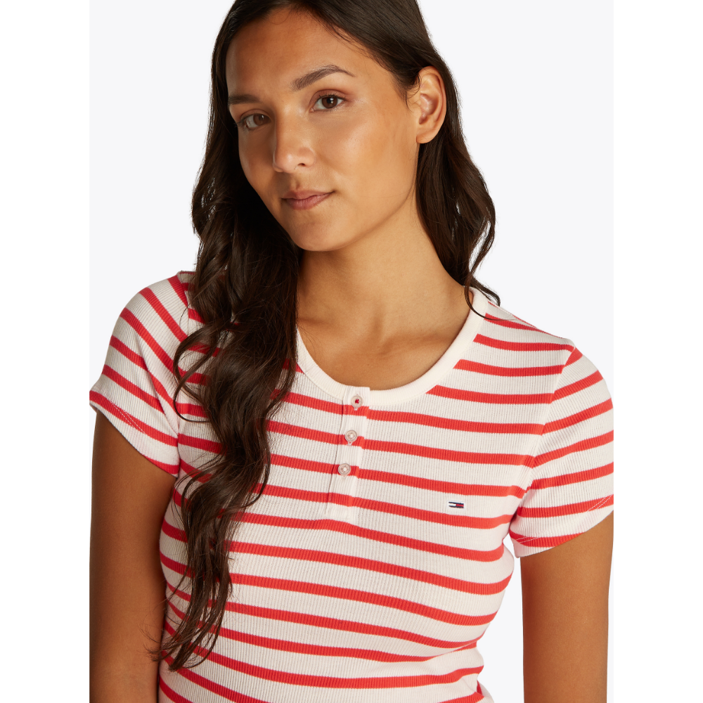 TJW Slim Button Rib -Neck SS Ecru TJW Slim Button Rib -Neck SS Ecru