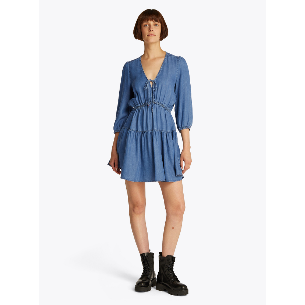TJW Chambray Mini Dress Ext Blauw TJW Chambray Mini Dress Ext Blauw