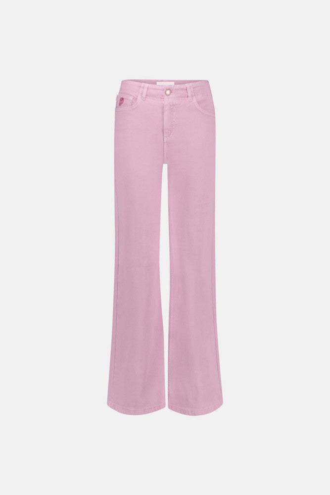 Hayley Wide Leg Cropped Jeans Licht Roze KL Hayley Wide Leg Cropped Jeans Licht Roze KL
