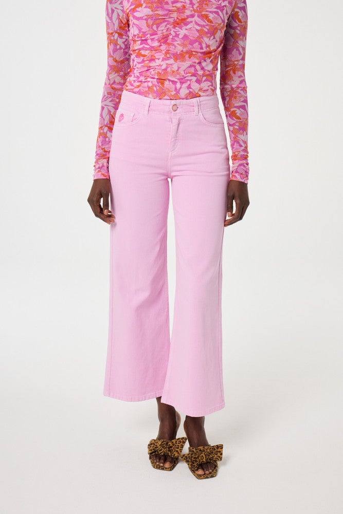 Hayley Wide Leg Cropped Jeans Licht Roze KL Hayley Wide Leg Cropped Jeans Licht Roze KL