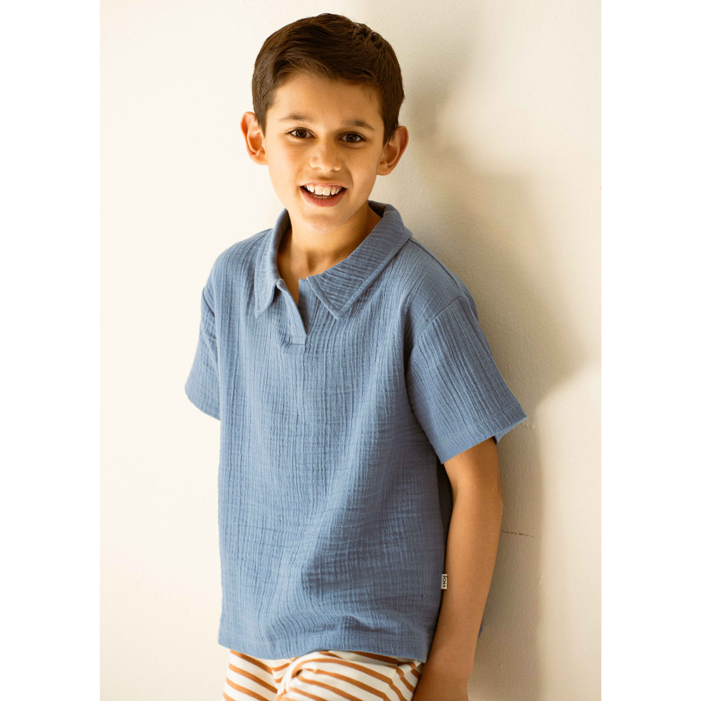 Oversized Polo Solid Blauw Oversized Polo Solid Blauw