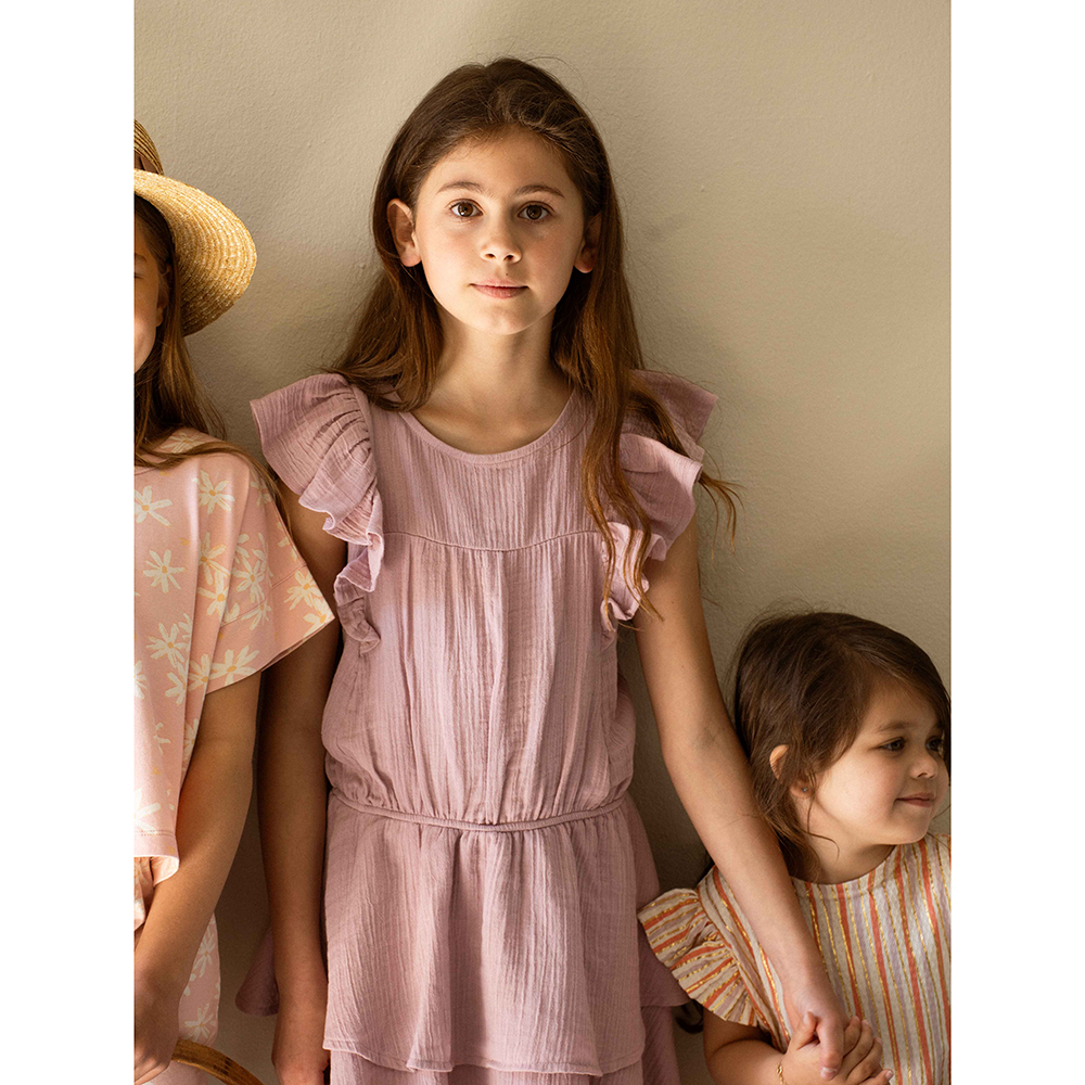 Sleeveless Ruffled Dress Musseline Paars Sleeveless Ruffled Dress Musseline Paars