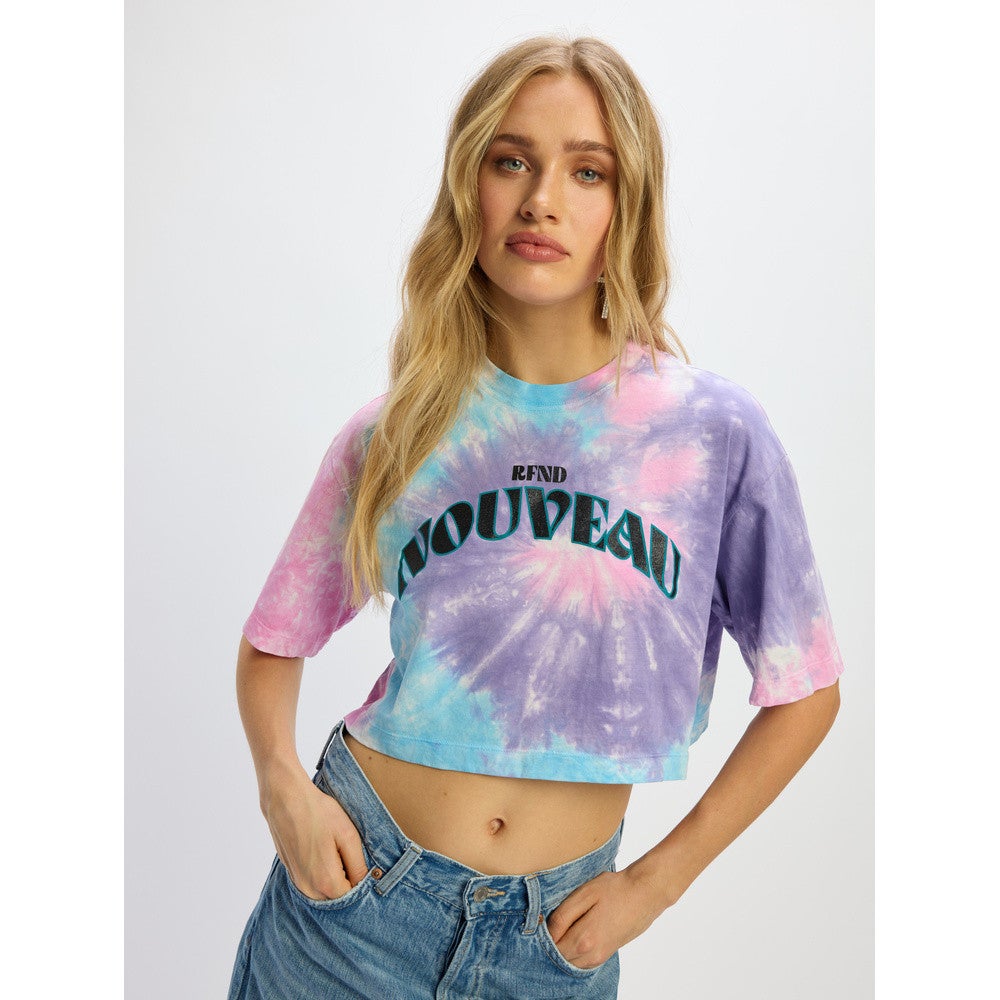 Ladies Knitted Cropped T-shirt Marilyn Multi Ladies Knitted Cropped T-shirt Marilyn Multi