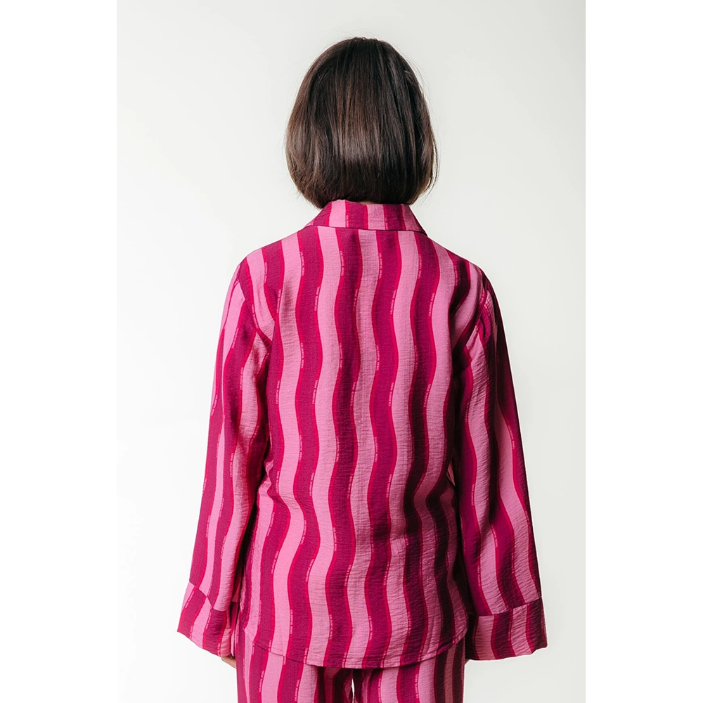 Tia Striped Kimono Sleeve Blouse Roze Tia Striped Kimono Sleeve Blouse Roze